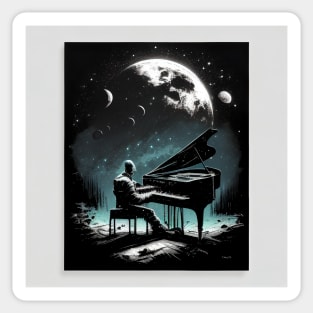 Spaceman playing the piano Sticker